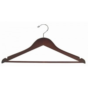 15" Petite & Small Walnut/Chrome Space Saver Smart Suit Hanger