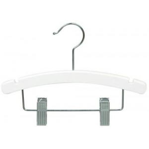 10" Notched Outfit Display Matte White Wooden Baby Hanger