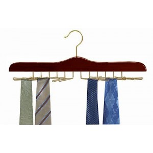 Never Slip Multi Tie Walnut Wooden Hanger