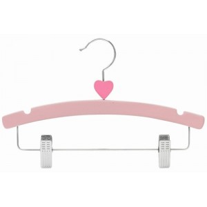 12" Decorator's Choice Pink Heart Outfit Display Wooden Children's Hanger