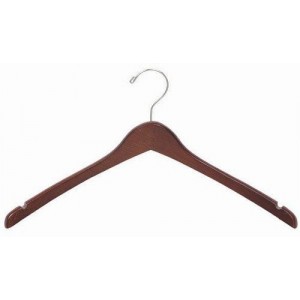 17" Curved Luxury Walnut/Chrome Wooden Top Hanger