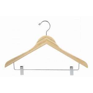 17" Earth Friendly Bamboo Space Saver Smart Hanger w/ Clips