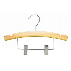14" Notched Outfit Display Natural Wooden Children's Hanger