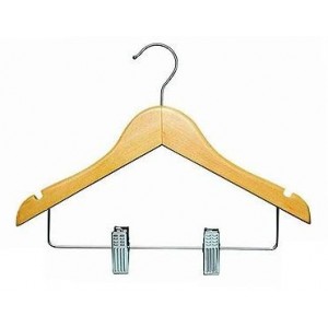 11" Notched Natural Wooden Children's Outfit Hanger