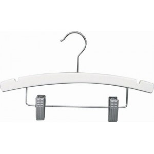 12" Notched Outfit Display Matte White Wooden Children's Hanger