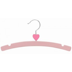 12" Decorator's Choice Pink Heart Shirt/Coat Wooden Children's Hanger