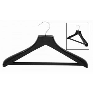 18" Ultimate Wide Black/Chrome Suit Hanger w/ Vinyl Non-Slip Pant Bar